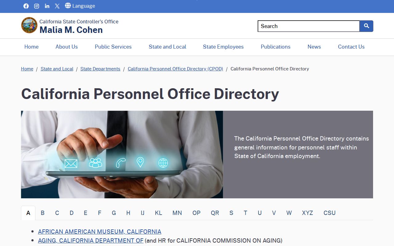 Hollister people directories California personnel office browser